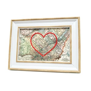 Carte coeur du Québec | Cadeau de carte personnalisée | Cadeau d'anniversaire personnalisé | Cadeau de Saint-Valentin | Carte vintage du Québec, coeur brodé à la main