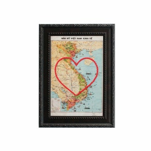 Vietnam Carte du cœur | | d’art de broderie de carte personnalisée Cadeau d’anniversaire pour les | de couple Cadeau de fiançailles pour son | Cadeau de mariage personnalisé