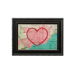 Carte coeur de Buenos Aires, oeuvre d'art murale encadrée, cadeau d'anniversaire personnalisé, cadeau de fiançailles personnalisé pour elle, cadeau de Saint-Valentin pour lui