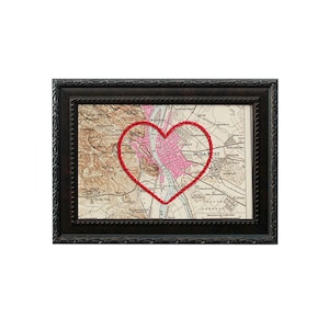 Carte du coeur de Budapest | Art de broderie personnalisé | Anniversaire personnalisé | Cadeau de fiançailles pour elle | Cadeau de mariage brodé à la main