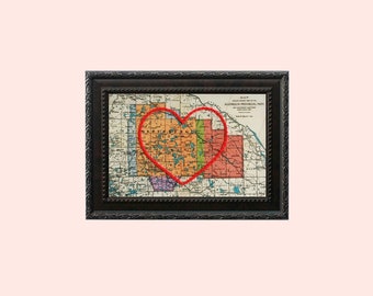 Mapa de corazón del Parque Algonquin, arte mural enmarcado, regalo de aniversario personalizado, regalo de compromiso personalizado para ella, regalo de San Valentín para él