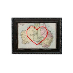 Carte du coeur de l'Australie | Art de broderie personnalisé | Anniversaire personnalisé | Cadeau de fiançailles pour elle | Cadeau de mariage brodé à la main