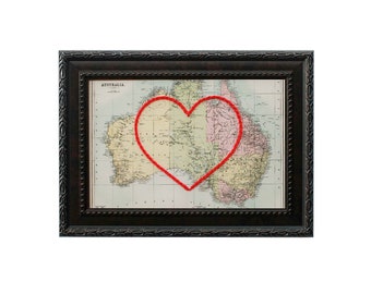 Australia Heart Map | Custom Embroidery Art | Personalized Anniversary | Engagement Gift For Her | Hand Embroidered Wedding Gift