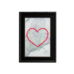 carte du cœur du Maine | | d’art personnalisé d’histoire d’amour Cadeau d’anniversaire pour les | de couple Cadeau de fiançailles pour son | Cadeau de mariage personnalisé