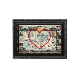 carte du cœur de Nantucket | | d’art de broderie de carte personnalisée Cadeau d’anniversaire pour les | de couple Cadeau de fiançailles pour son | Cadeau de mariage personnalisé