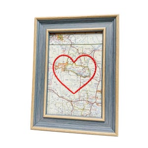 Carte du coeur du Grand Canyon | Cadeau de carte personnalisée | Cadeau d'anniversaire | Cadeau de mariage | Impression de carte vintage du Grand Canyon avec coeur brodé à la main