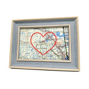 Carte du coeur de Timmins | Cadeau de carte personnalisée | Cadeau d'anniversaire personnalisé | Cadeau Saint Valentin | Carte vintage de Timmins, coeur brodé à la main