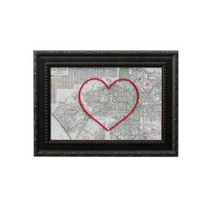 Los Angeles Carte du cœur | | d’art de broderie personnalisée Cadeau d’anniversaire personnalisé pour lui | Cadeau de fiançailles pour son | Cadeau de mariage