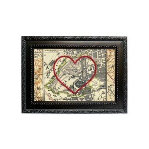 Carte du cœur de la Cité du Vatican | | d’art de broderie de carte personnalisée Cadeau d’anniversaire pour les | de couple Cadeau de fiançailles pour son | Cadeau de mariage personnalisé
