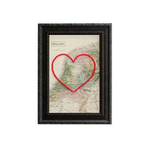 Holland Heart Carte | | d’art de broderie personnalisée Cadeau d’anniversaire personnalisé pour lui | Cadeau de fiançailles pour son | Cadeau de mariage