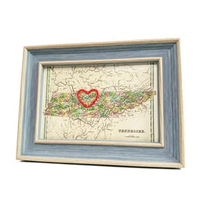 Nashville Herz Karte | Benutzerdefinierte Karte Geschenk | Personalisierte Jubiläum | Valentinstag Geschenk | Vintage Karte von Nashville, handgesticktes Herz