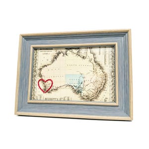 Carte du coeur de Perth | Cadeau de carte personnalisée | Cadeau d'anniversaire encadré | Cadeau Saint Valentin | Carte vintage de Perth, Australie, coeur brodé à la main