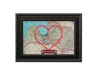 Latvia Heart Map | Custom Embroidery Art | Personalized Anniversary Gift for Him | Engagement Gift For Her | Wedding Gift
