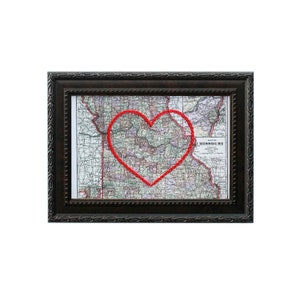 | de la carte du cœur du Missouri | d’art de broderie de carte personnalisée Cadeau d’anniversaire pour les | de couple Cadeau de fiançailles pour son | Cadeau de mariage personnalisé