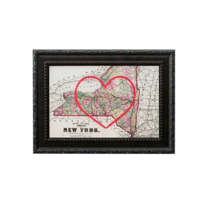 carte du cœur de New York | | d’art de broderie de carte personnalisée Cadeau d’anniversaire pour les | de couple Cadeau de fiançailles pour son | Cadeau de mariage personnalisé