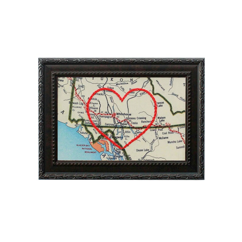 Yukon Heart Map Personalized Map Embroidery Art Etsy