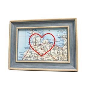 Carte du coeur d'Owen Sound | Cadeau de carte personnalisée | Anniversaire personnalisé | Cadeau Saint Valentin | Carte vintage d'Owen Sound brodée à la main en coeur