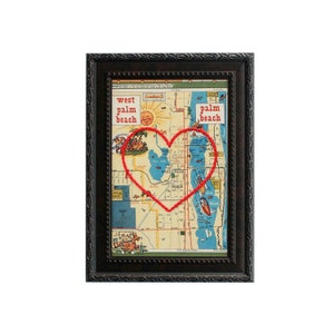 West Palm Beach Heart Carte | | de broderie de carte personnalisée Cadeau d’anniversaire pour les | de couple Cadeau de fiançailles pour son | Cadeau de mariage personnalisé