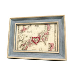 Carte du coeur de Kyoto | Cadeau de carte personnalisée | Cadeau d'anniversaire personnalisé | Cadeau Saint Valentin | Carte vintage de Kyoto, Japon, coeur brodé à la main