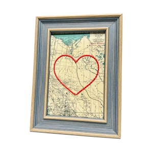 Carte du coeur du Yukon | Cadeau de carte personnalisée | Cadeau d'anniversaire de Whitehorse | Cadeau de Saint-Valentin | Carte vintage du Yukon, coeur brodé à la main