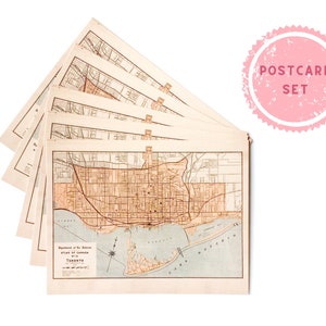 Ensemble de cartes postales de carte de Toronto | Lot de 5 cartes postales | Courrier postal | papeterie vintage de carte de Toronto | Courrier interurbain | Carte de voeux