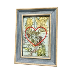 Carte coeur des Philippines | Cadeau de carte personnalisée | Art de mariage personnalisé | Cadeau Saint Valentin | Carte vintage des Philippines, coeur brodé à la main