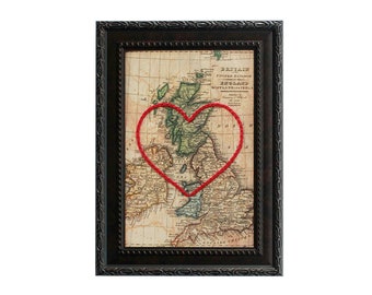 United Kingdom and Ireland Heart Map | Personalized Map | Anniversary Gift for Couple | Engagement Gift For Her | Custom Wedding Gift