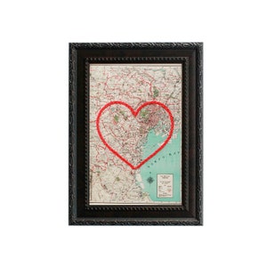 Carte du cœur de Tokyo | | d’art de broderie de carte personnalisée Cadeau d’anniversaire pour les | de couple Cadeau de fiançailles pour son | Cadeau de mariage personnalisé