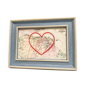 Carte du coeur d'Halifax | Cadeau de carte personnalisée | Cadeau d'anniversaire personnalisé | Cadeau Saint Valentin | Carte vintage d'Halifax, coeur brodé à la main