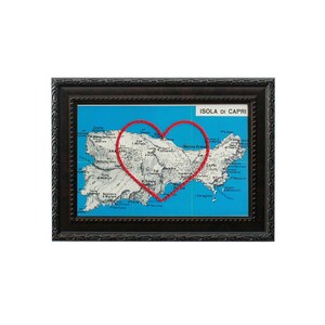 Carte du coeur de Capri | Art de broderie personnalisé | Anniversaire personnalisé | Cadeau de fiançailles pour elle | Cadeau de mariage brodé à la main