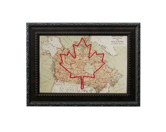 Canada Maple Leaf Map | Custom Embroidery Art | Personalized Canadian Map | Birthday Gift For Him | Hand Embroidered Wedding Gift