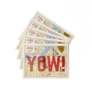 Carte d’Ottawa Ensemble de cartes postales | Jeu de 5 cartes postales | | de courrier escargot vintage Ottawa YOW Carte Papeterie | | du courrier interurbain Code de l’aéroport d’Ottawa