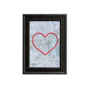 Carte du coeur de Milwaukee | Cadeau de carte personnalisée | Anniversaire personnalisé | Cadeau Saint Valentin | Carte vintage de Milwaukee, coeur brodé à la main