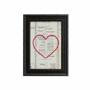 Carte coeur des Maldives | Cadeau de carte personnalisée | Cadeau d'anniversaire pour lui | Cadeau de mariage | Impression de carte vintage des Maldives avec coeur brodé à la main