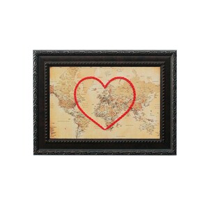 Carte du cœur du monde | | d’art de broderie de carte personnalisée Cadeau d’anniversaire pour les | de couple Cadeau de fiançailles pour son | Cadeau de mariage personnalisé