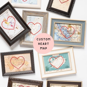 Carte cardiaque personnalisée | Art de broderie histoire d'amour personnalisé | Cadeau d'anniversaire pour couple | Cadeau de fiançailles pour elle | Cadeau carte de la Saint-Valentin