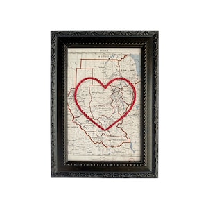 Carte du coeur du Soudan | Art de broderie de carte personnalisée | Cadeau d'anniversaire pour couple | Cadeau de fiançailles pour elle | Cadeau de mariage personnalisé
