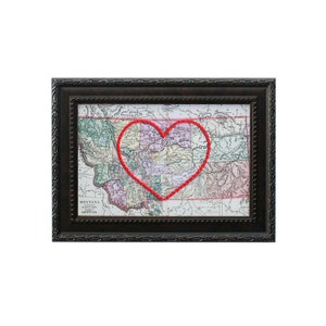 Montana Heart Carte | Art de broderie personnalisé d’histoire d’amour | Cadeau d’anniversaire pour les | Cadeau de fiançailles pour | Cadeau personnalisé de graduation