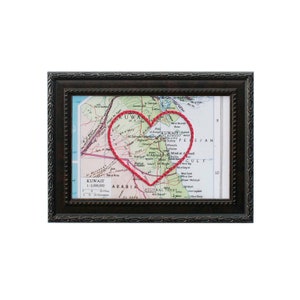 Carte du cœur du Koweït | | d’art de broderie personnalisée Cadeau d’anniversaire personnalisé pour lui | Cadeau de fiançailles pour son | Cadeau de mariage