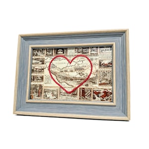Carte du coeur de Palo Alto | Cadeau de carte personnalisée | Art d'anniversaire personnalisé | Cadeau Saint Valentin | Carte vintage de Palo Alto, coeur brodé à la main