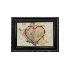 Carte cardiaque de la Pologne | Art de broderie de carte personnalisée | Cadeau d'anniversaire pour couple | Cadeau de fiançailles pour elle | Cadeau de mariage personnalisé