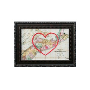 carte cardiaque de la Nouvelle-Écosse | | d’art de broderie de carte personnalisée Cadeau d’anniversaire pour les | de couple Cadeau de fiançailles pour son | Cadeau de mariage personnalisé