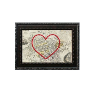 Carte du coeur d'Édimbourg | Art de broderie personnalisé | Cadeau d'anniversaire personnalisé pour lui | Cadeau de fiançailles pour elle | Cadeau de mariage