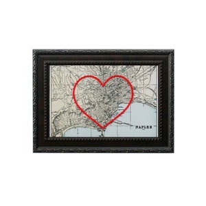 Naples Carte du cœur | | d’art personnalisé d’histoire d’amour Cadeau d’anniversaire pour les | de couple Cadeau de fiançailles pour son | Cadeau de mariage personnalisé