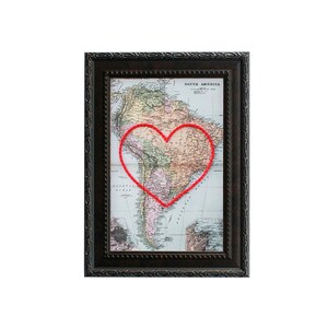 Carte du coeur de l'Amérique du Sud | Art de broderie de carte personnalisée | Cadeau d'anniversaire pour couple | Cadeau de fiançailles pour elle | Cadeau de mariage personnalisé