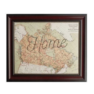 Home Kanada Landkarte | Vintage Landkarte Kanada Poster | Stickerei Geschenk für Kanadier | Karte Wandkunst | Kanada Liebe Wanddekoration | Wohnzimmer Dekor