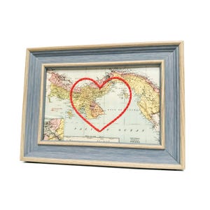 Carte du coeur du Panama | Cadeau de carte personnalisée | Cadeau d'anniversaire personnalisé | Cadeau Saint Valentin | Carte vintage du Panama, coeur brodé à la main