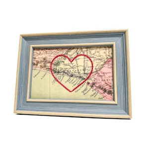 Carte du coeur du Salvador | Cadeau de carte personnalisée | Cadeau d'anniversaire pour lui | Cadeau de mariage | Impression de carte vintage du Salvador coeur brodé à la main