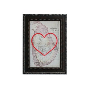 Carte du cœur du Sri Lanka | | d’art de broderie de carte personnalisée Cadeau d’anniversaire pour les | de couple Cadeau de fiançailles pour son | Cadeau de mariage personnalisé