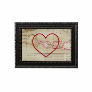 Carte du coeur de Bali | Art de broderie personnalisé | Anniversaire personnalisé | Cadeau de fiançailles pour elle | Cadeau de mariage brodé à la main